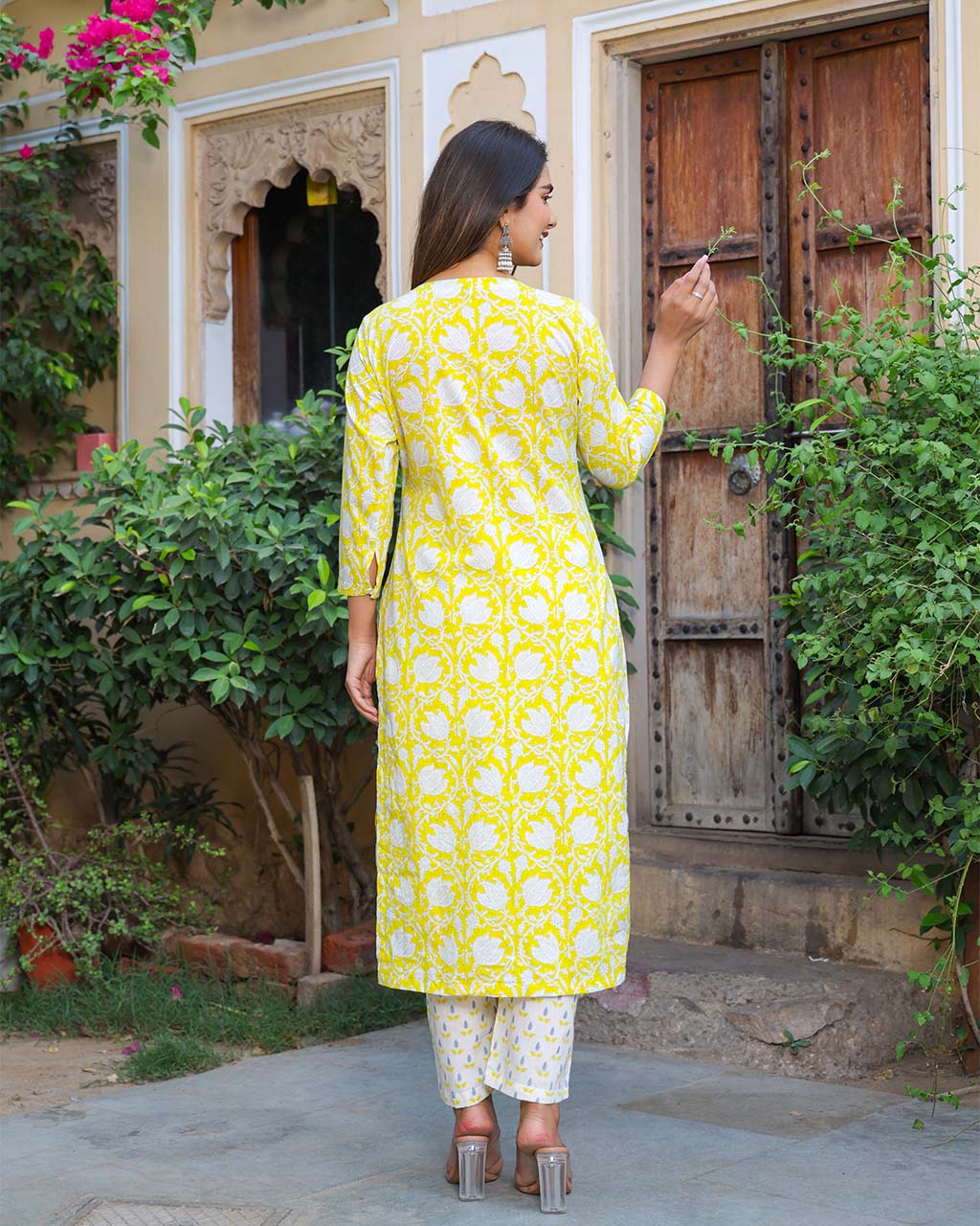 LIME YELLOW COTTON SUIT SET WITH KOTA DUPATTA