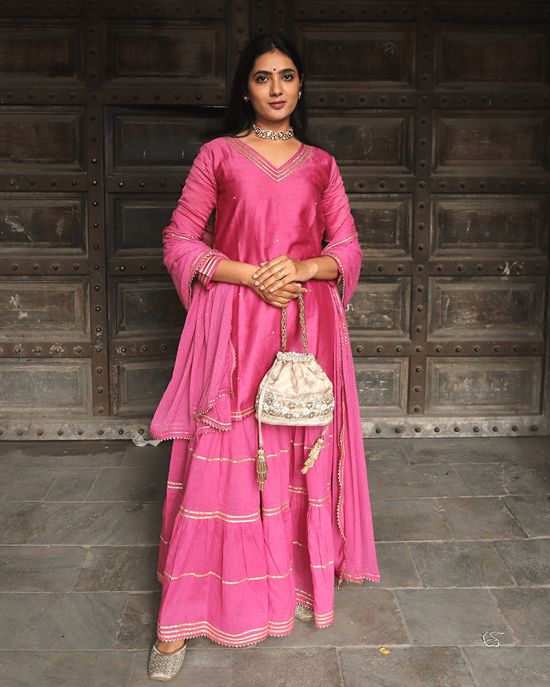 PINK SHARARA SET WITH GOTTA WORK