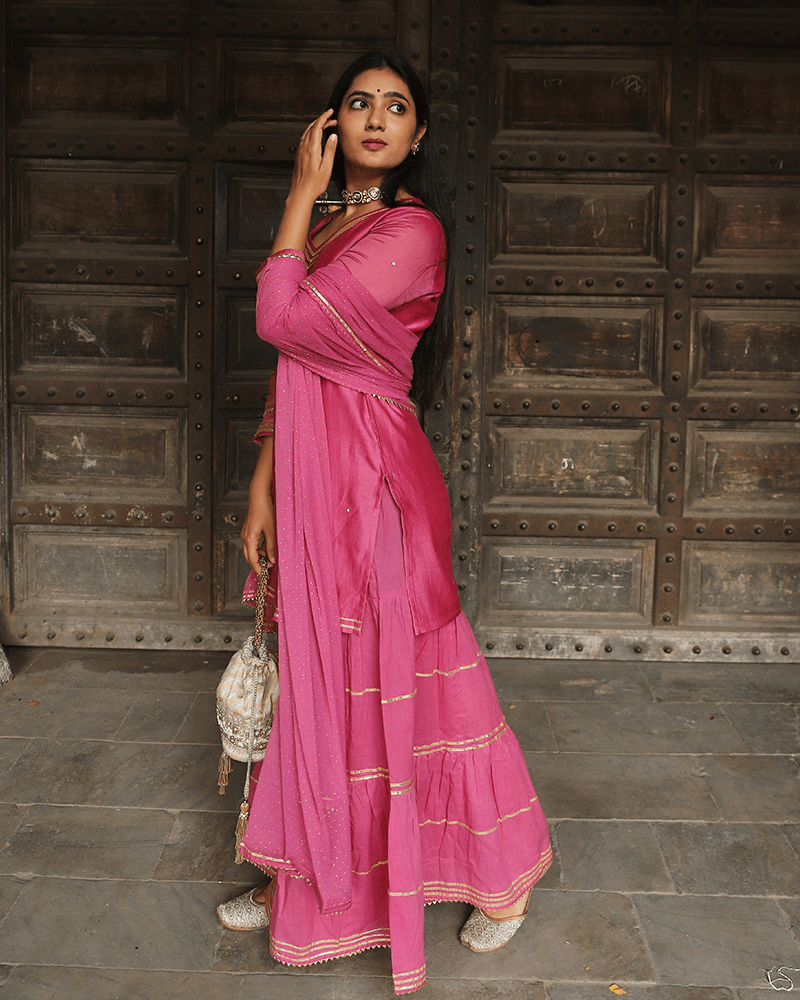 PINK SHARARA SET WITH GOTTA WORK