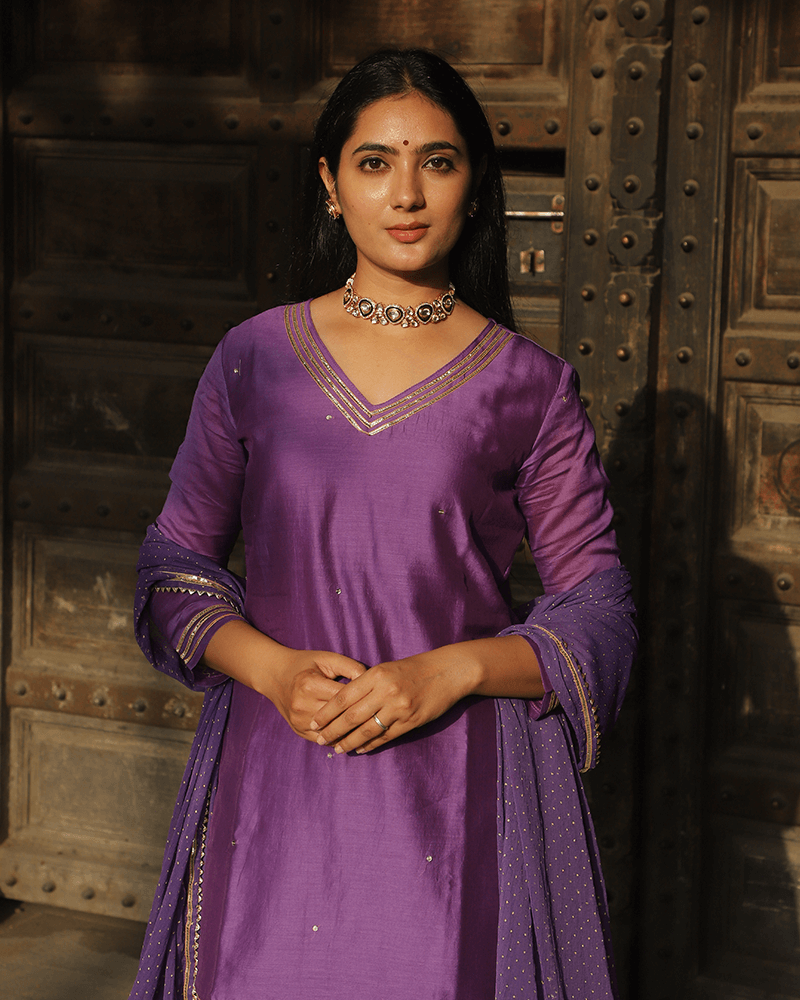 PURPLE SHARARA SET WITH GOTTA WORK