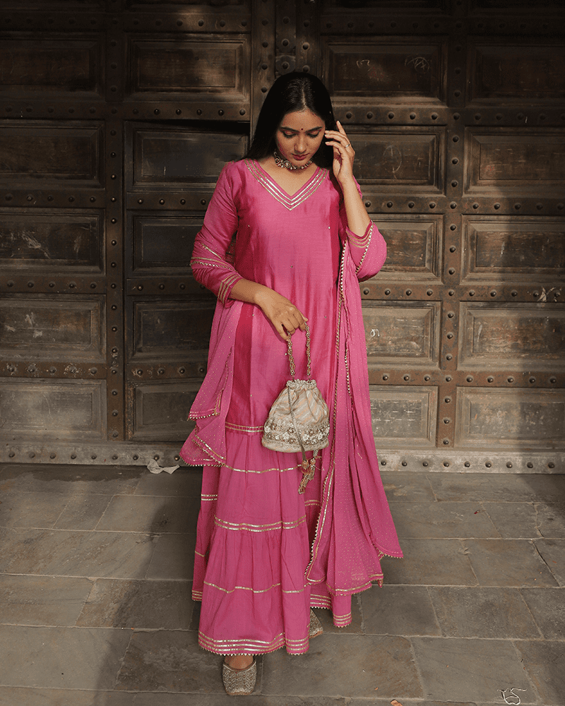 PINK SHARARA SET WITH GOTTA WORK