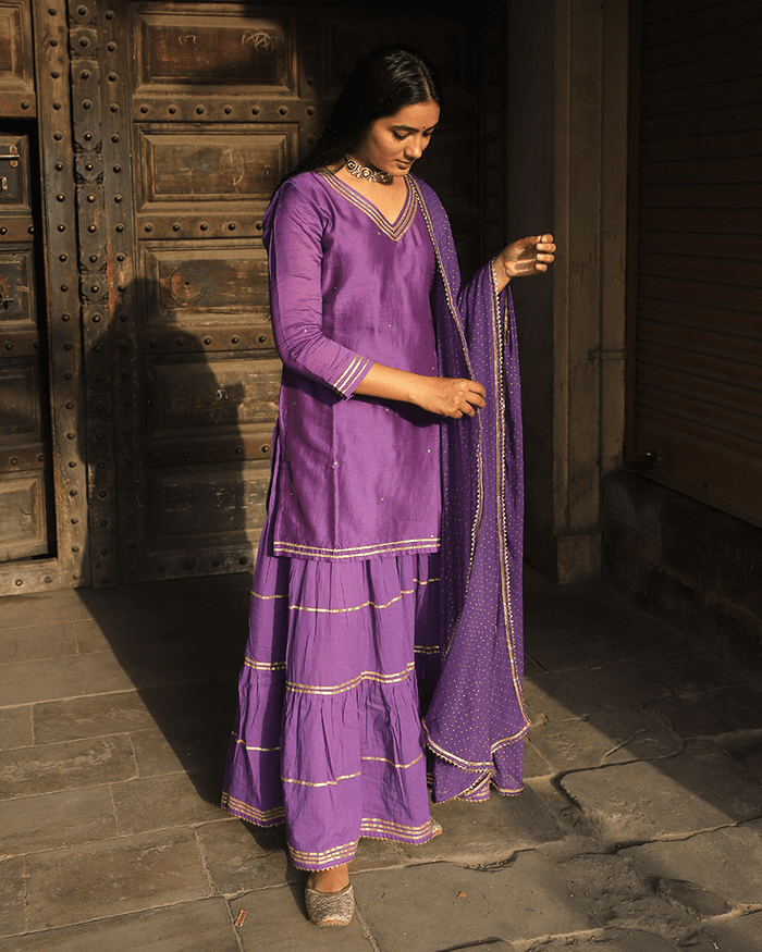 PURPLE SHARARA SET WITH GOTTA WORK