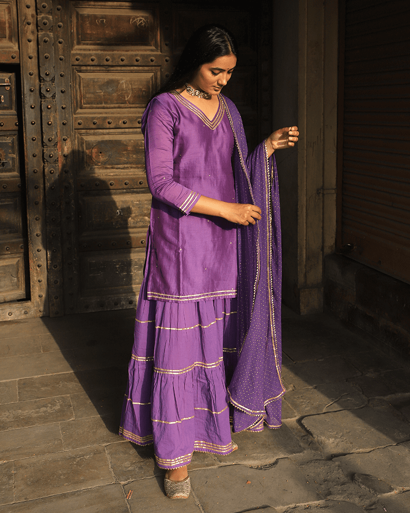 PURPLE SHARARA SET WITH GOTTA WORK