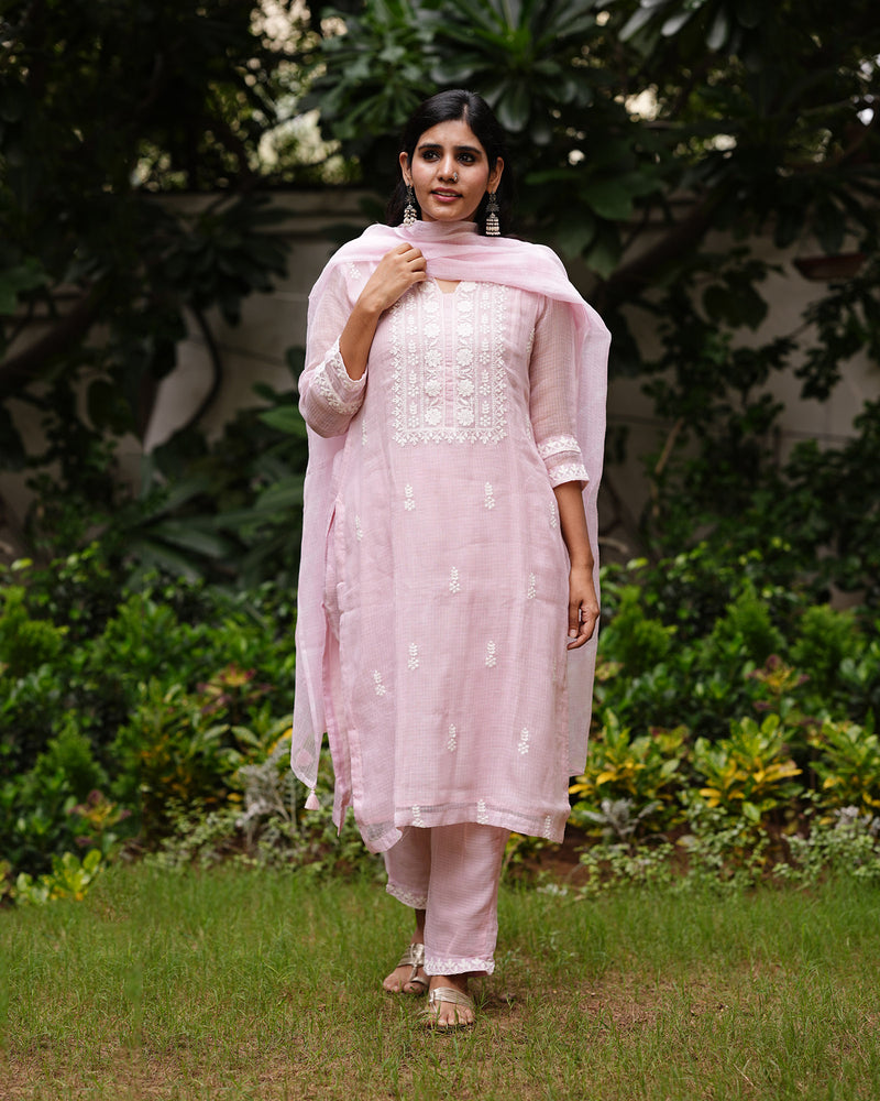 SOFT PINK KOTA DORIA SUIT SET