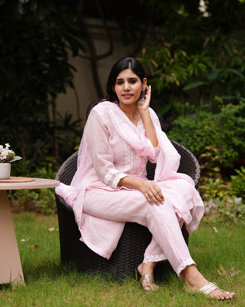 SOFT PINK KOTA DORIA SUIT SET