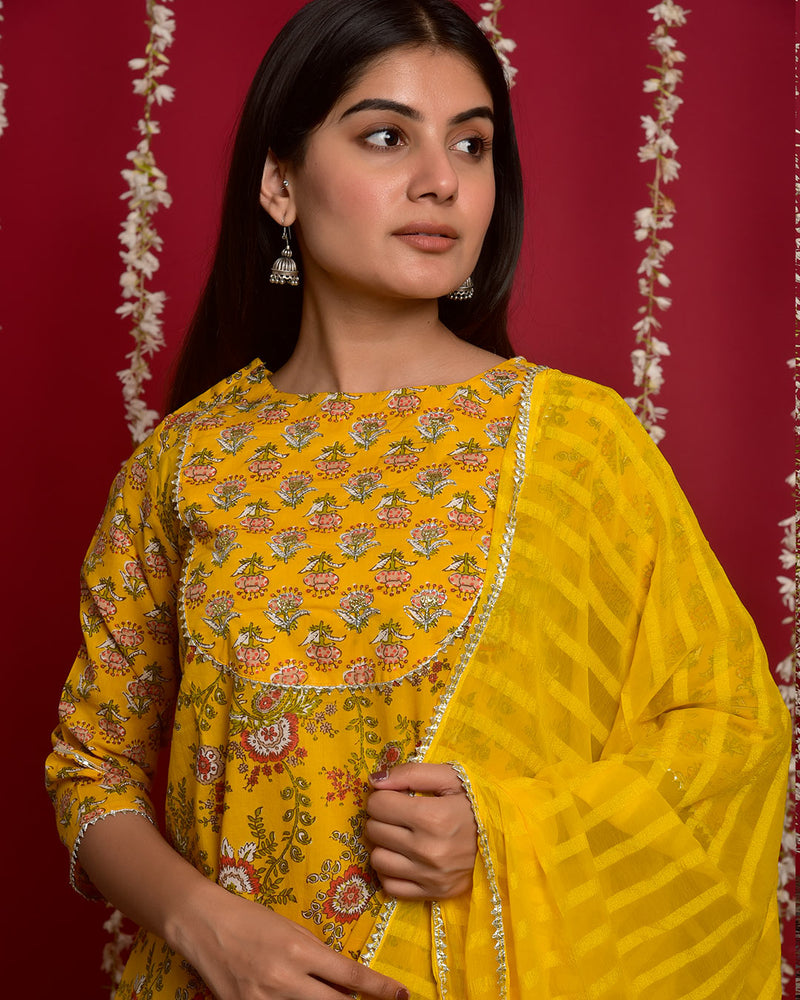 YELLOW COTTON SHARARA SET