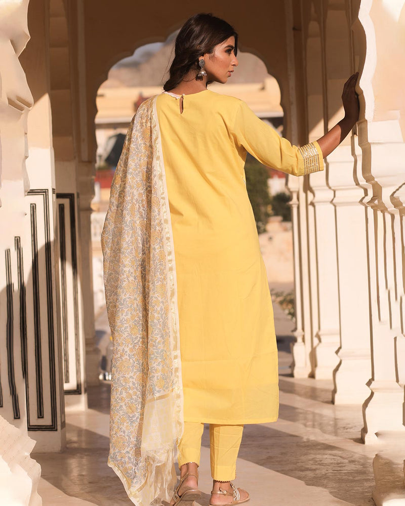 YELLOW SUIT WITH CHANDERI DUPATTA