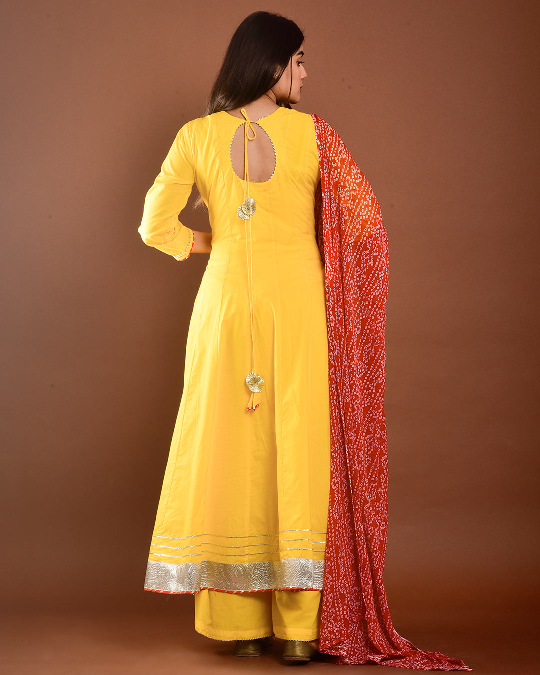 YELLOW ANARKALI SUIT SET