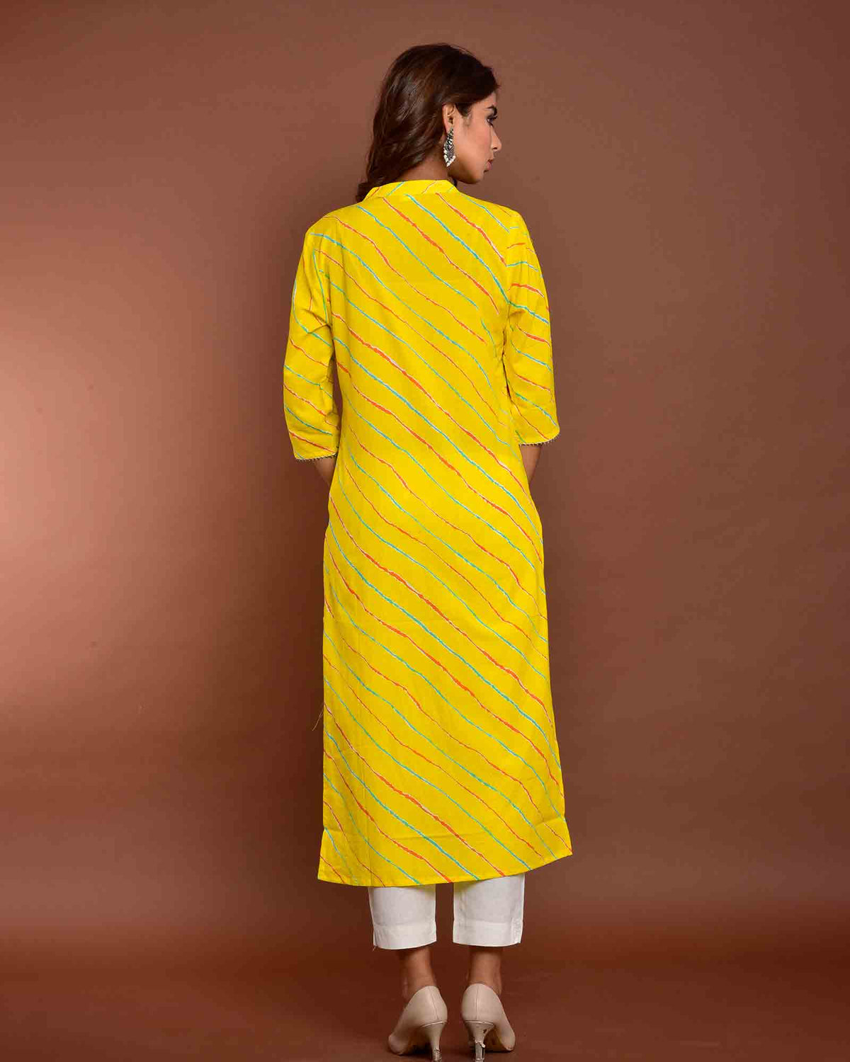 YELLOW LEHERIYA KURTA