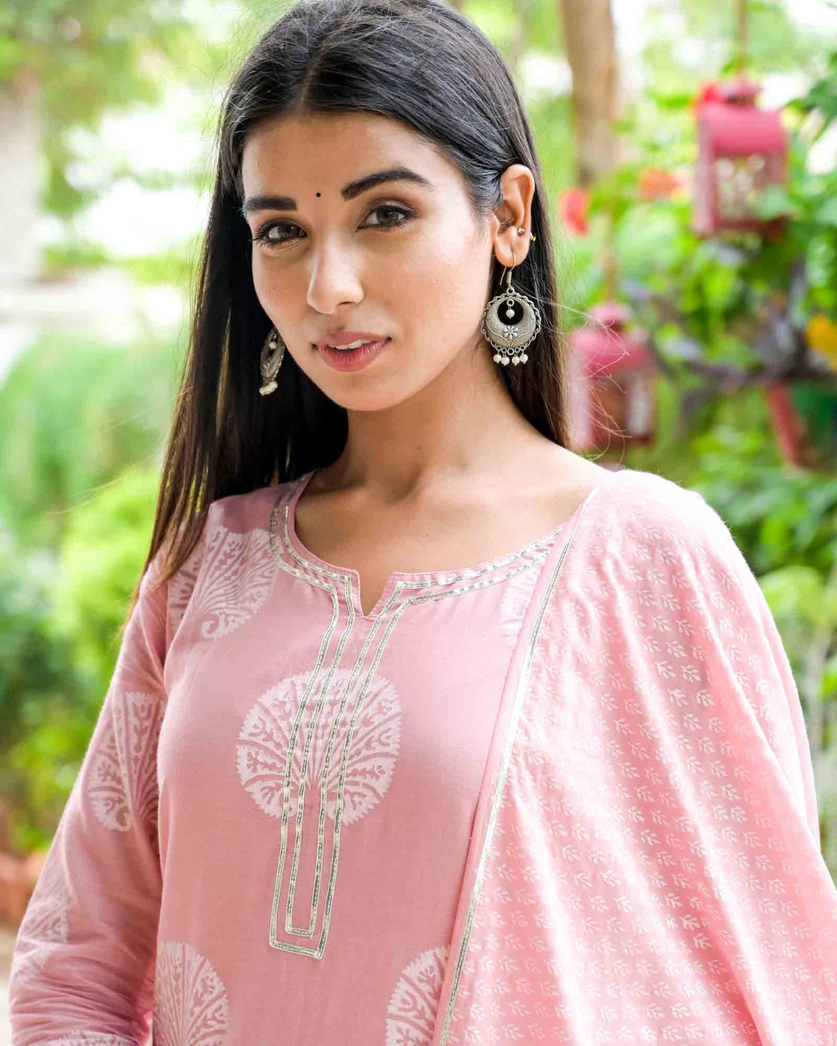 PINK HANDBLOCK SHARARA SET