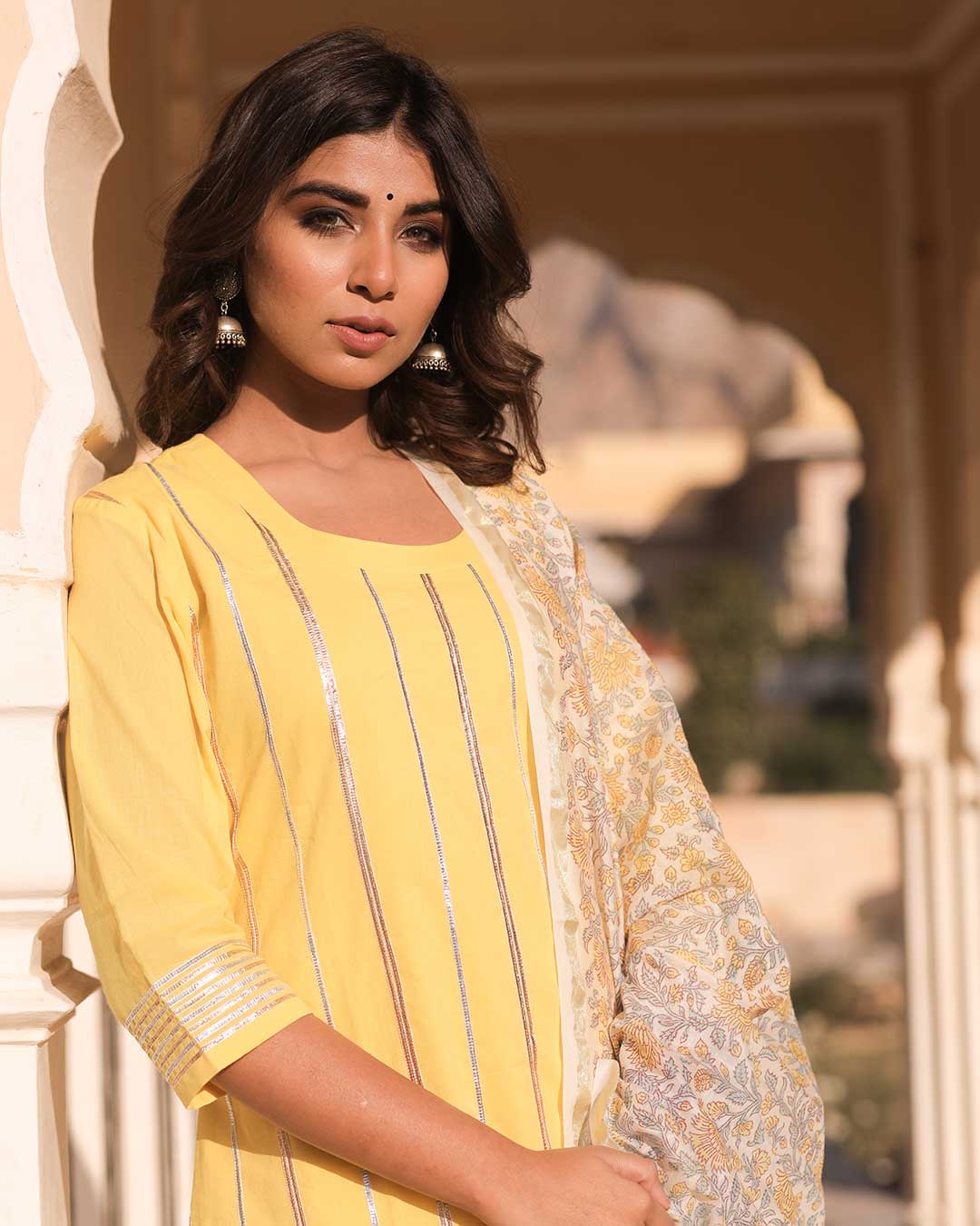 YELLOW SUIT WITH CHANDERI DUPATTA