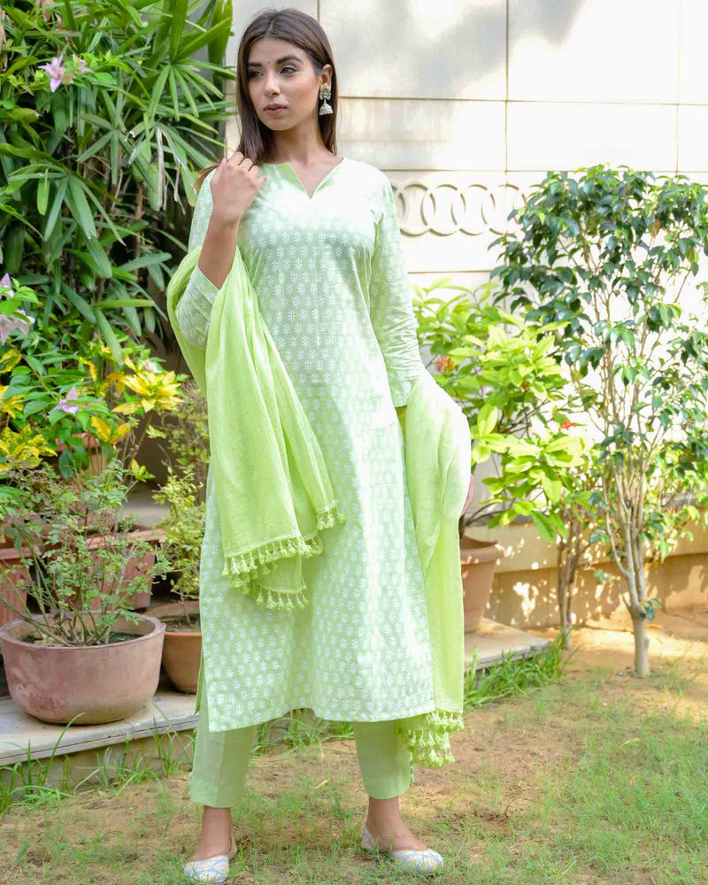 LIME HANDBLOCK SUIT SET