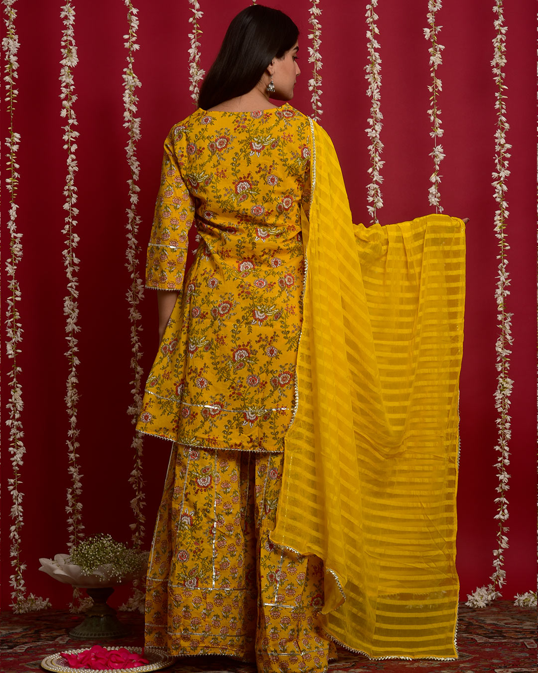 YELLOW COTTON SHARARA SET