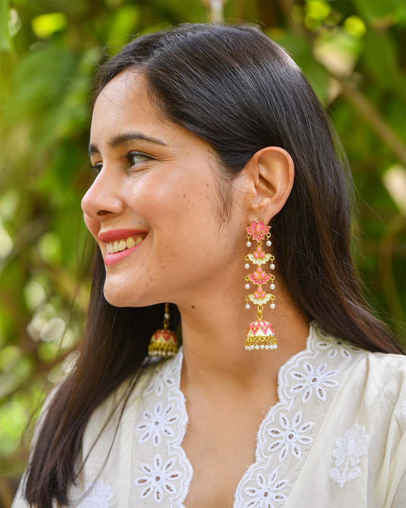 PEACH & GOLDEN LAYERED EARRINGS