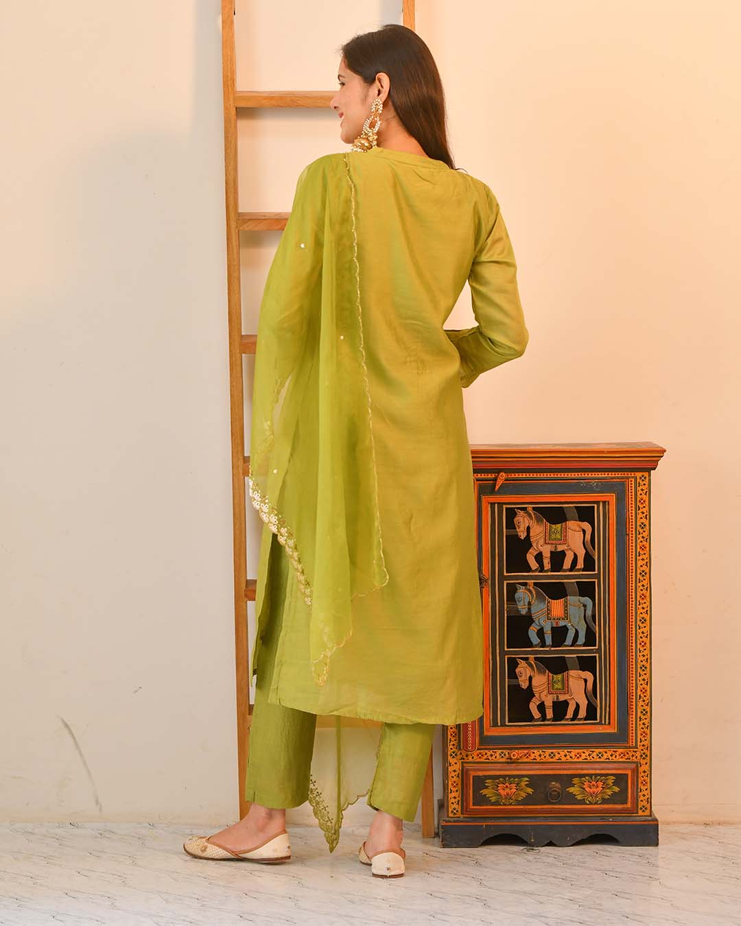 OLIVE MUSLIN SUIT SET