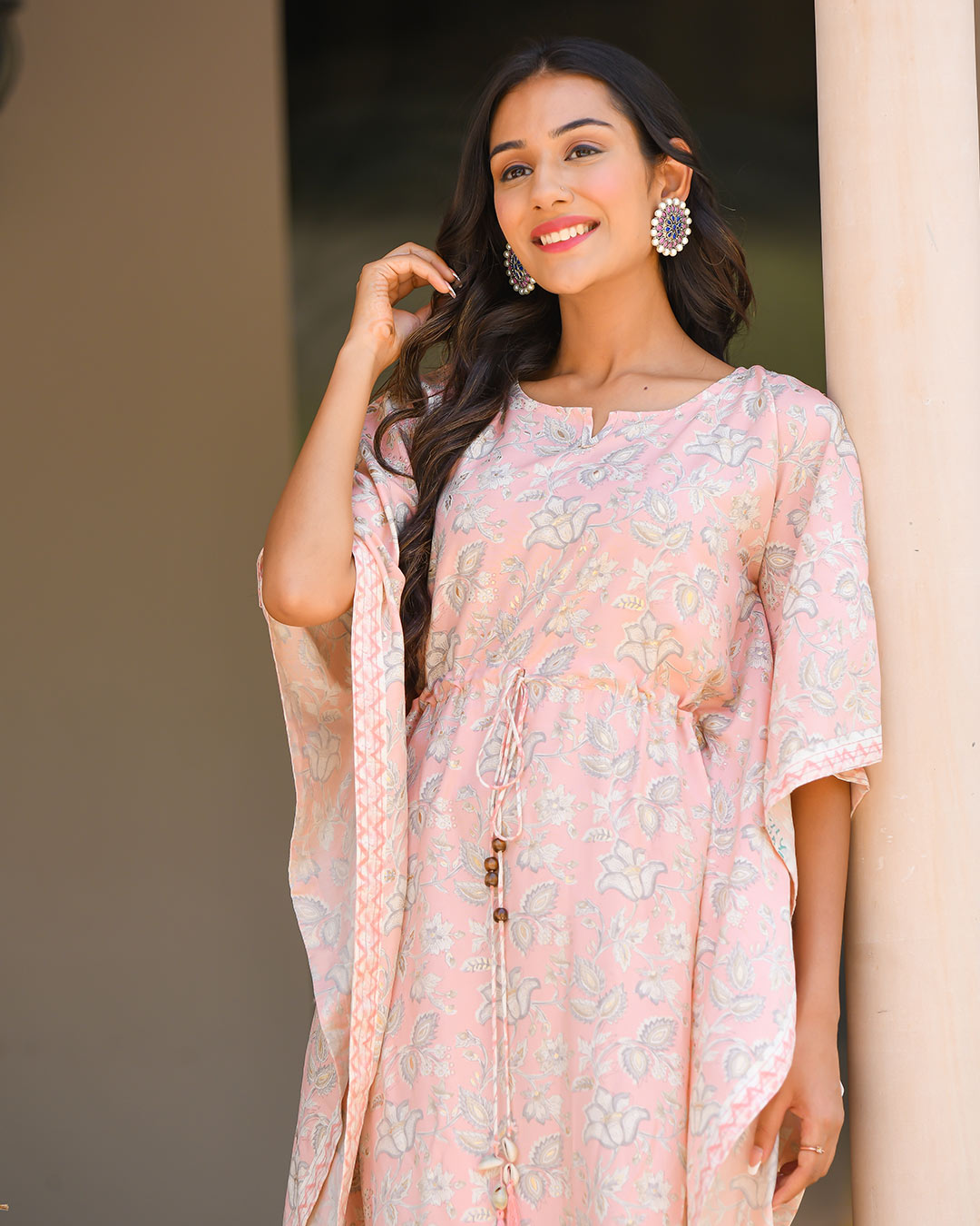 PINK PEACH MUSLIN KAFTAN SET