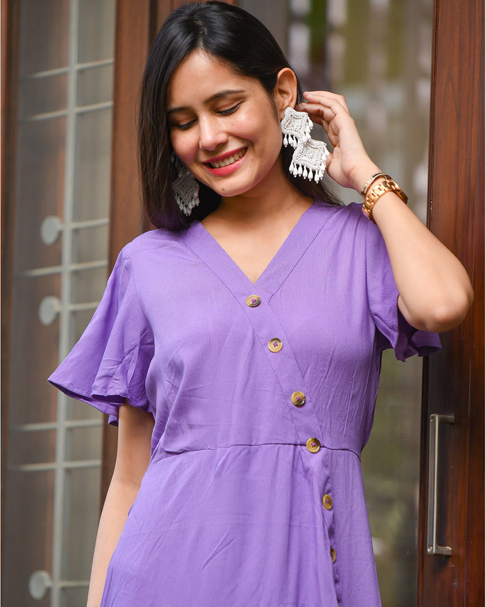 LILAC ASSYMETRIC RAYON DRESS