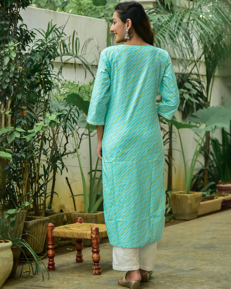 AQUA BLUE KURTA WITH GOTTA WORK