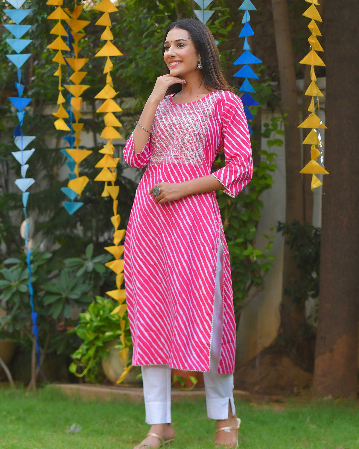 RANI COTTON LEHRIYA KURTA