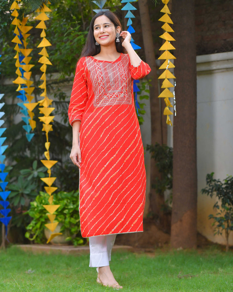 RINGING RED COTTON KURTA