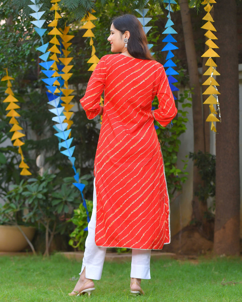 RINGING RED COTTON KURTA