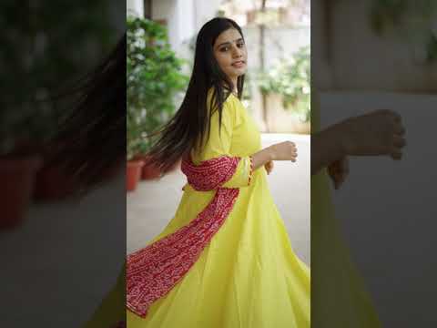 YELLOW ANARKALI SUIT SET