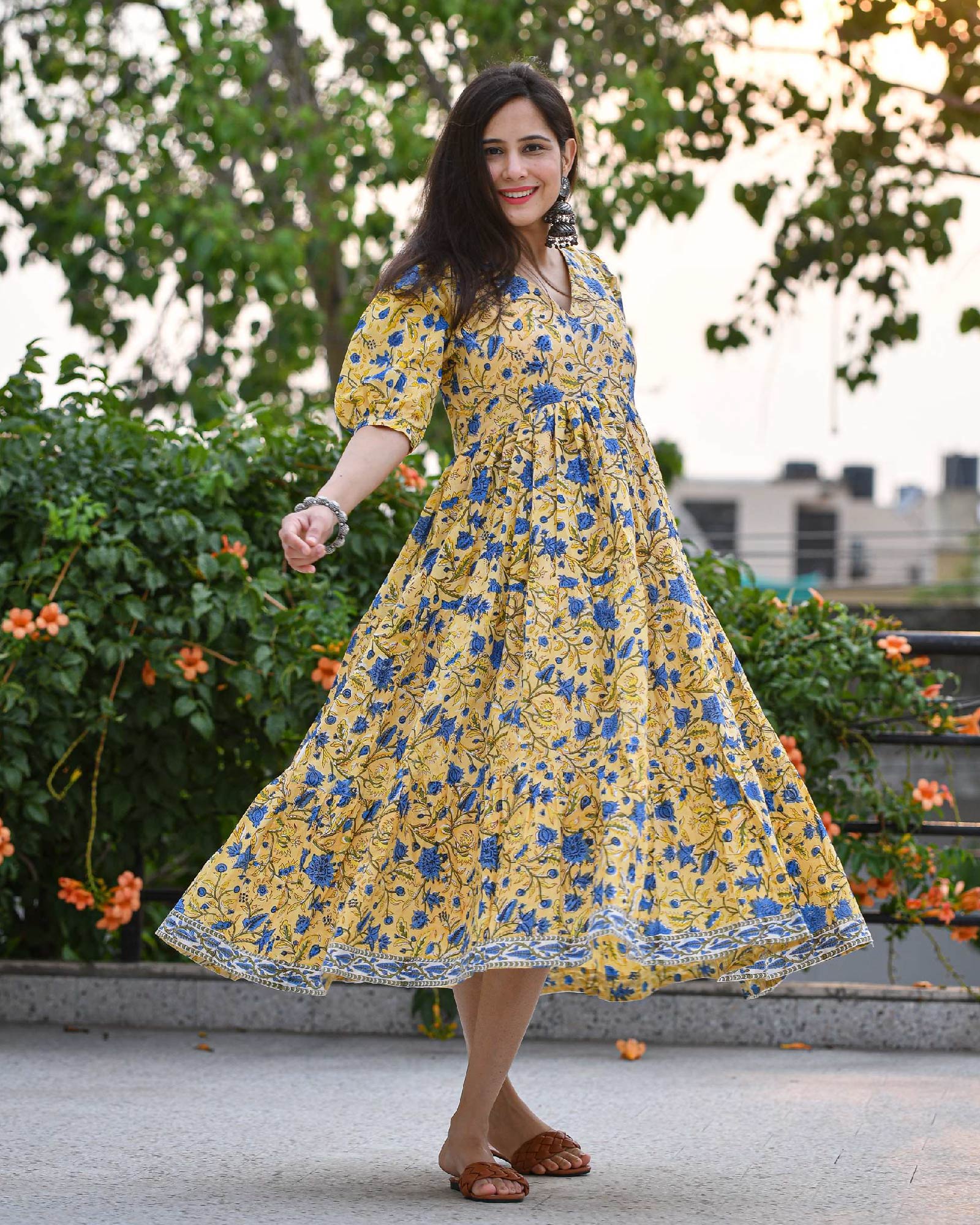 Flower dress yellow best sale