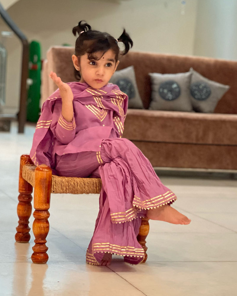 MAUVE COTTON KID'S SHARARA SET