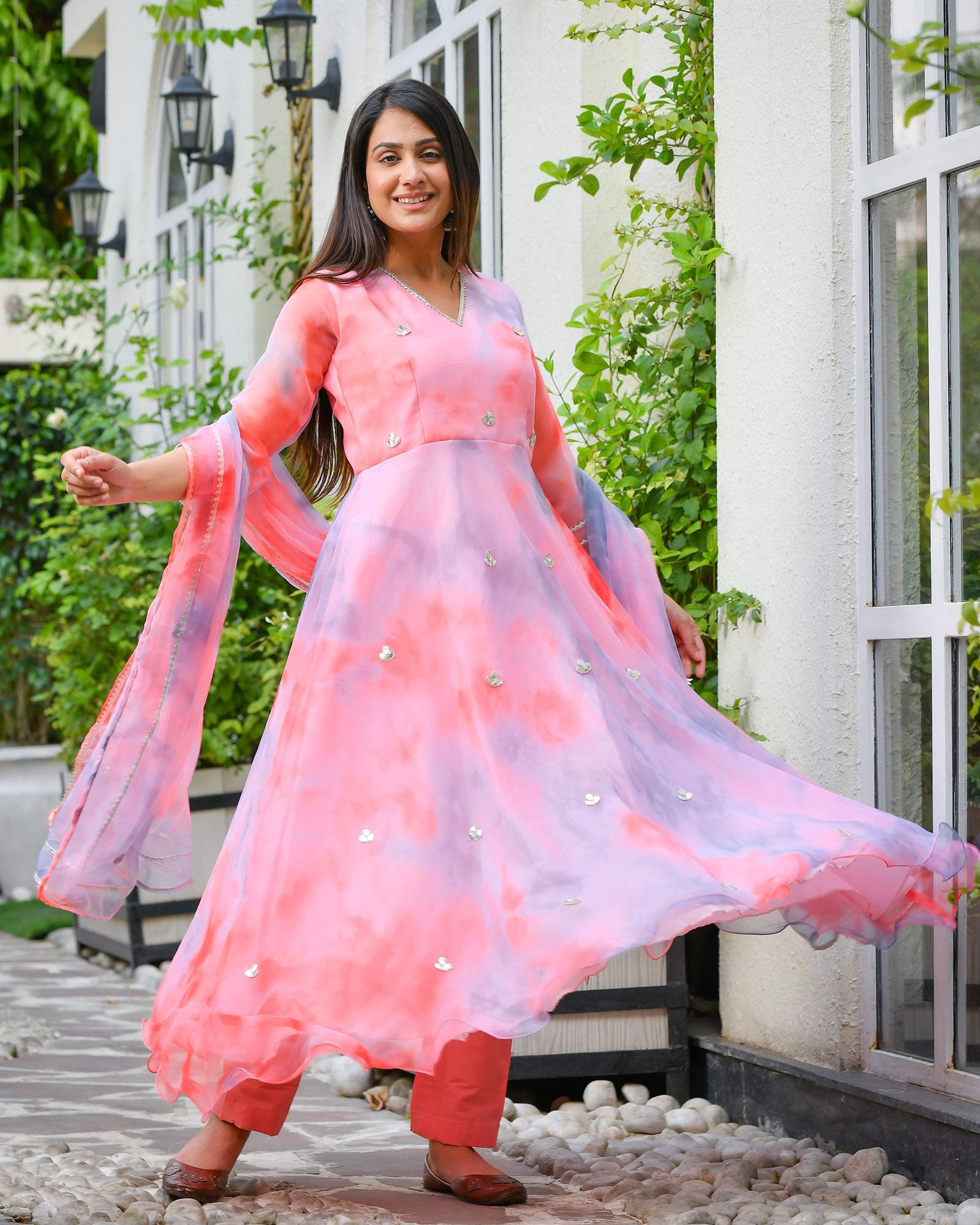 Chiffon anarkali dress hotsell