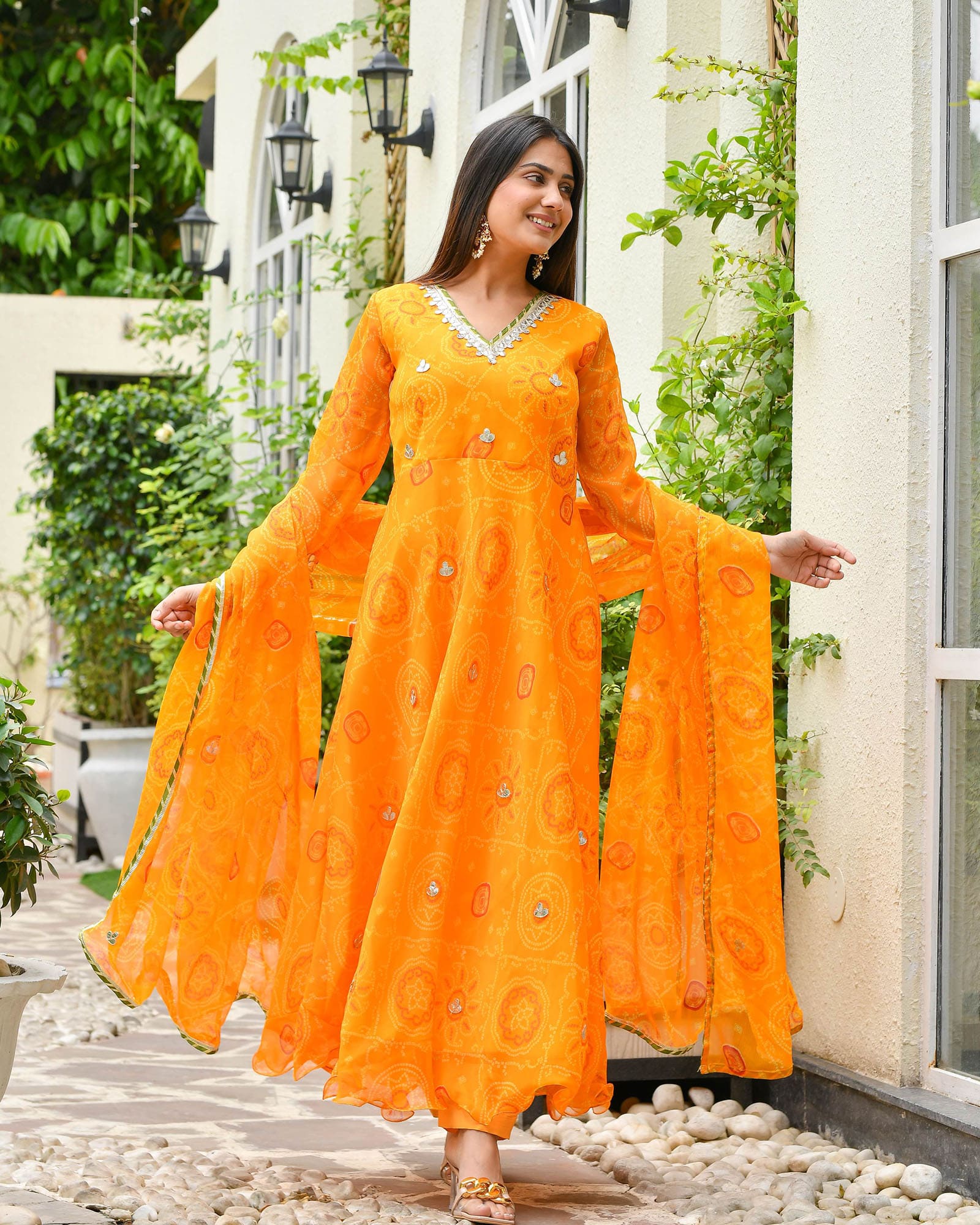 Fashion bandhani frock suit