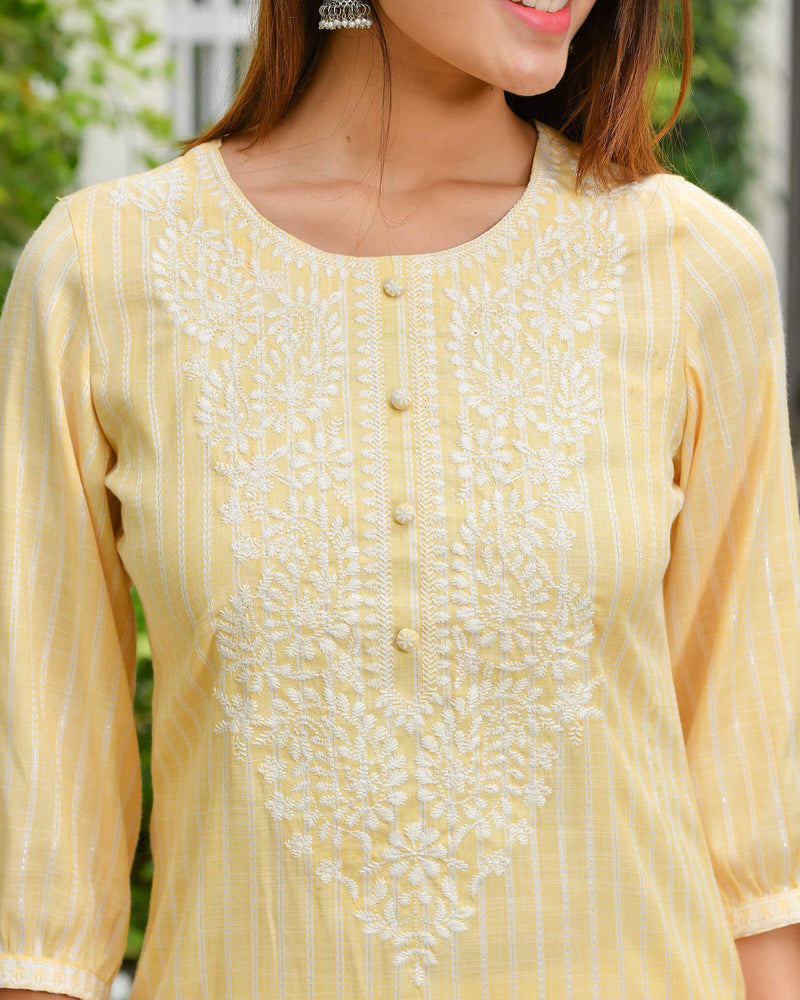 LEMON YELLOW COTTON KURTA