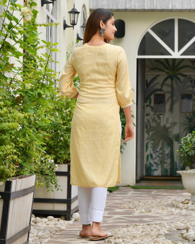 LEMON YELLOW COTTON KURTA