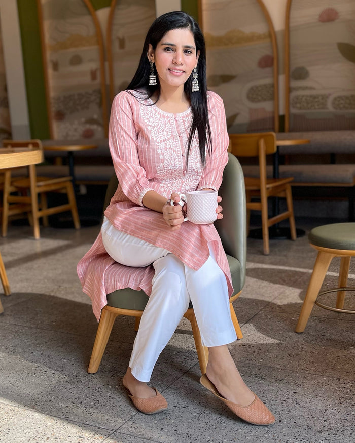 NUDE PINK COTTON KURTA